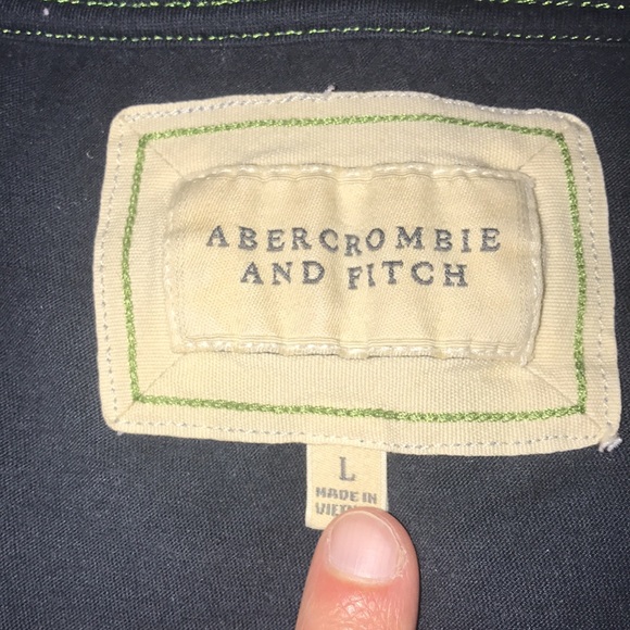 🖤VINTAGE ABERCROMBIE AND FITCH Y2K DARK NAVY HENLEY SHIRT TOP SIZE L🖤 - Picture 5 of 8